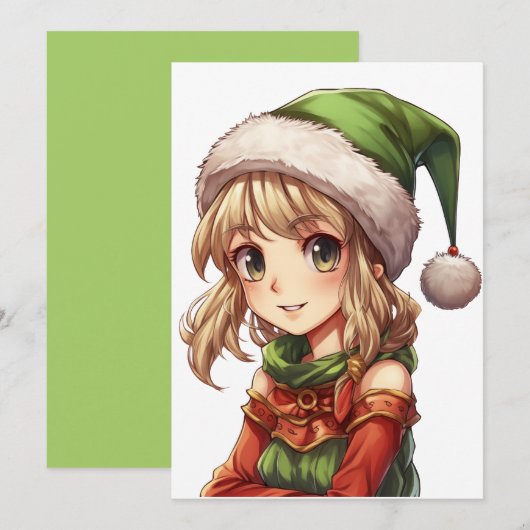 Schattig Meisjes Elf Kaart (Voorkant / Achterkant)