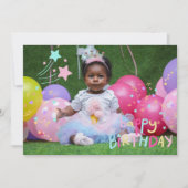 Schattig Meisje's Foto Vlakke Verjaardag Kaart (Voorkant)
