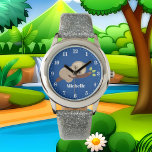 Schattig meisjes luiaard naam toevoegen horloge<br><div class="desc">ontwerp door www.etsy.com/shop/PrettyGrafikDesigns</div>