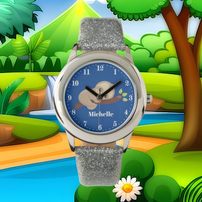 Schattig meisjes luiaard naam toevoegen horloge (Creator heeft geüpload)
