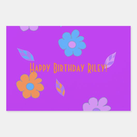 schattig meisjes retro bloem inpakpapier vel (Voorkant 3)