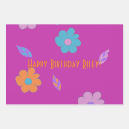  schattig meisjes retro bloem inpakpapier vel (Voorkant 2)