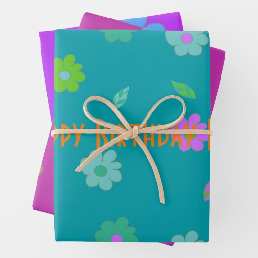  schattig meisjes retro bloem inpakpapier vel (In situ)