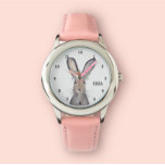 Schattig Meisjes Roze Konijnenkonijn Dier Kinder B Horloge<br><div class="desc">Schattig,  meisjes,  bloemenkonijn,  konijntje,  bosdier waterverf horloge. Meisje,  Perfect voor kinderen. Personaliseer het met de naam van uw kind.</div>