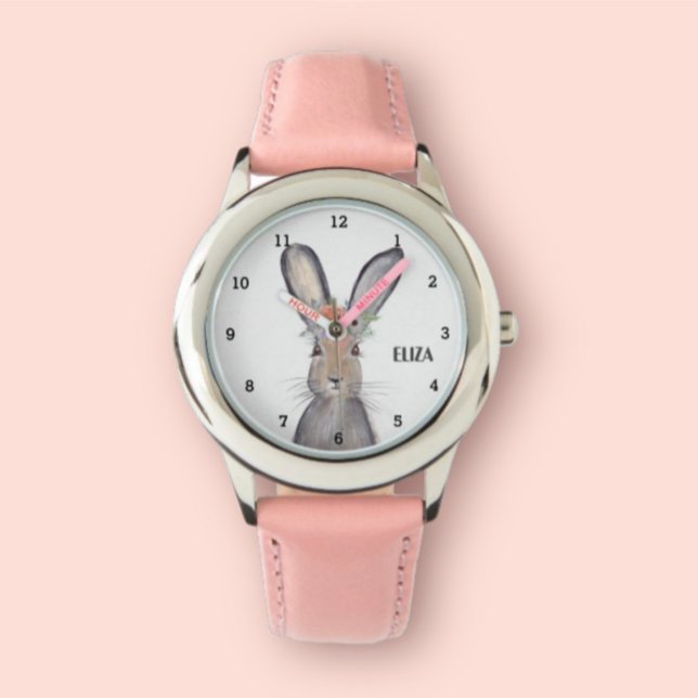 Schattig Meisjes Roze Konijnenkonijn Dier Kinder B Horloge (Creator heeft geüpload)
