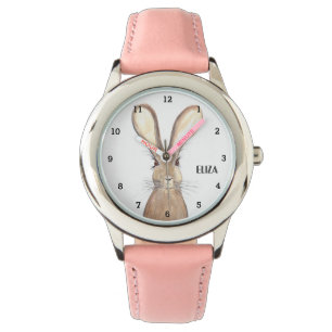 Schattig Meisjes Roze Konijnenkonijn Dier Kinder H Horloge