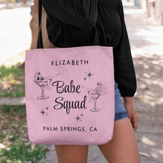 Schattig Meisjes Team Roze Bachelorette Feest Tote Bag