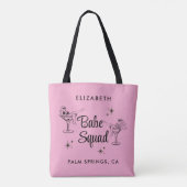 Schattig Meisjes Team Roze Bachelorette Feest Tote Bag (Achterkant)