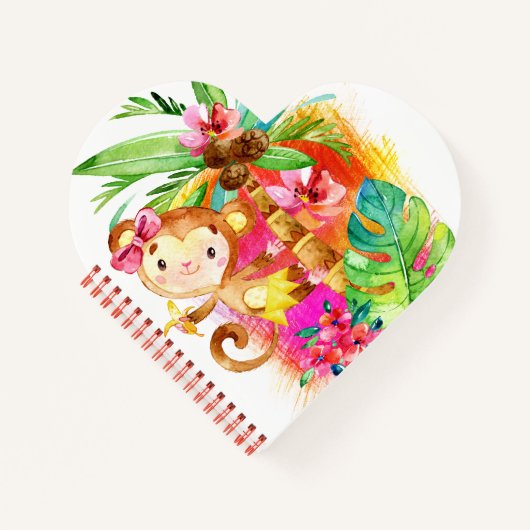 Schattig meisjesaapje klimt in boom notitieboek (Voorkant)