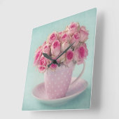 schattig, meisjesachtig, armoedig, chic, , rozen, vierkante klok (Hoek)