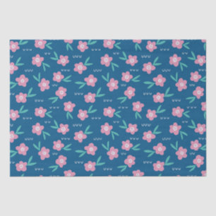Schattig Meisjesachtig Blauw & Roze Bloemmotief Tissuepapier