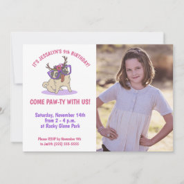 Schattig Meisjesachtig Boho Bloemstuk Pug Paarse B Kaart