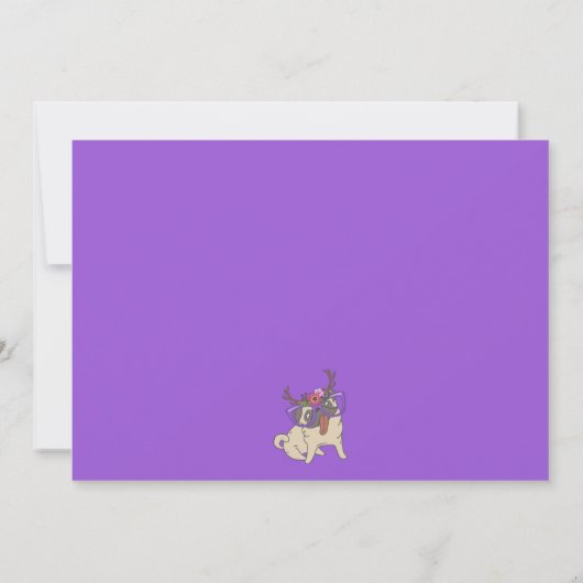 Schattig Meisjesachtig Boho Bloemstuk Pug Paarse B Kaart (Achterkant)