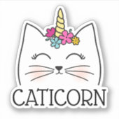 Schattig Meisjesachtig Caticorn Sticker (Voorkant)