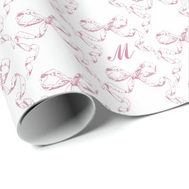Schattig Meisjesachtig Esthetisch Roze Strik Patro Cadeaupapier