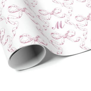 Schattig Meisjesachtig Esthetisch Roze Strik Patro Cadeaupapier