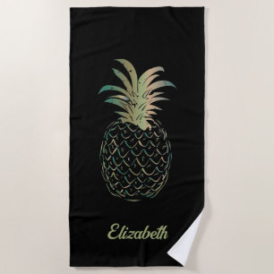 Schattig Meisjesachtig Goud en Groen Ananas - Gepe Strandlaken