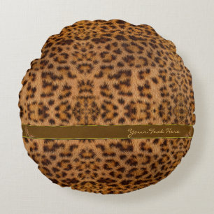 Schattig Meisjesachtig Jaguar Patroon Dierenprint Rond Kussen