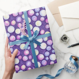 Schattig Meisjesachtig Paars Roze Bubbel Sneeuw Aq Cadeaupapier