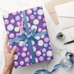 Schattig Meisjesachtig Paars Roze Bubbel Sneeuw Aq Cadeaupapier
