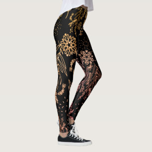 Schattig Meisjesachtig Rose Goud Bloemig signatuur Leggings