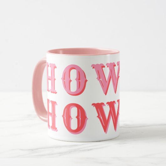 Schattig meisjesachtig roze cowgirl Howdy  Mok (Voorkant links)