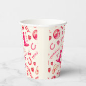 Schattig meisjesachtig roze disco cowgirl  papieren bekers (Rechts)