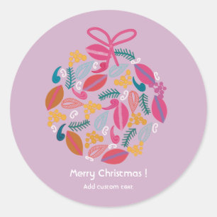 schattig meisjesachtig roze kerst aangepast ronde sticker