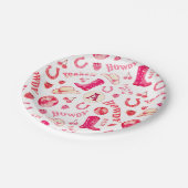 Schattig meisjesachtig roze rode disco cowgirl met papieren bordje (Gekanteld)