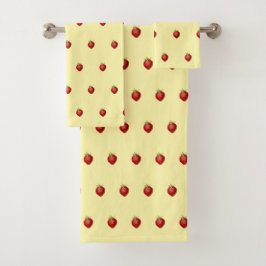 Schattig meisjesachtige aardbei op room bad handdoek