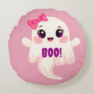 Schattig meisjesachtige Boo! Geest Rond Kussen
