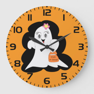 Schattig Meisjesachtige Geest Halloween Trick or T Grote Klok