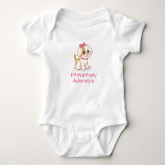 Schattig meisjeshondje met roze strik romper