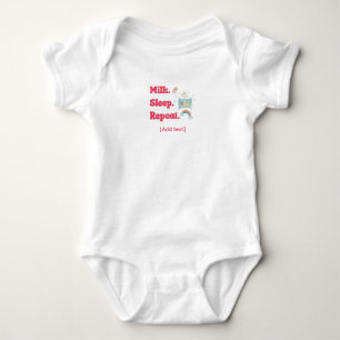 Schattig "Melk. Slapen. Herhalen." Babywieg & Rege Romper