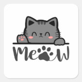 Schattig Meow Schattige Kat Sticker Vierkant Kat O (Voorkant)