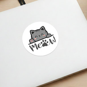 Schattig Meow Schattige Kat Sticker Vierkant Kat O