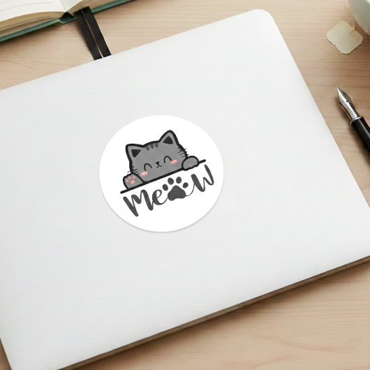 Schattig Meow Schattige Kat Sticker Vierkant Kat O