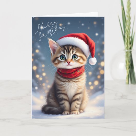 Schattig Meow-velous Kerstmis Kitten Kunst Kaart (Voorkant)