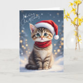 Schattig Meow-velous Kerstmis Kitten Kunst Kaart (Gele Bloem)