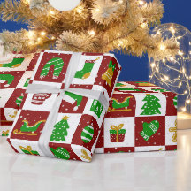 Schattig Merry Christmas Rood en Groen Vierkant Pa