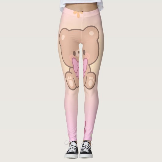 schattig met bloemen leggings (Voorkant)