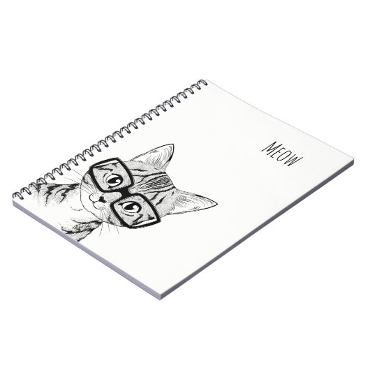 Schattig met de hand geschreven Nerdy Cat Art Note Notitieboek (Linkerzijde)