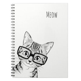 Schattig met de hand geschreven Nerdy Cat Art Note Notitieboek
