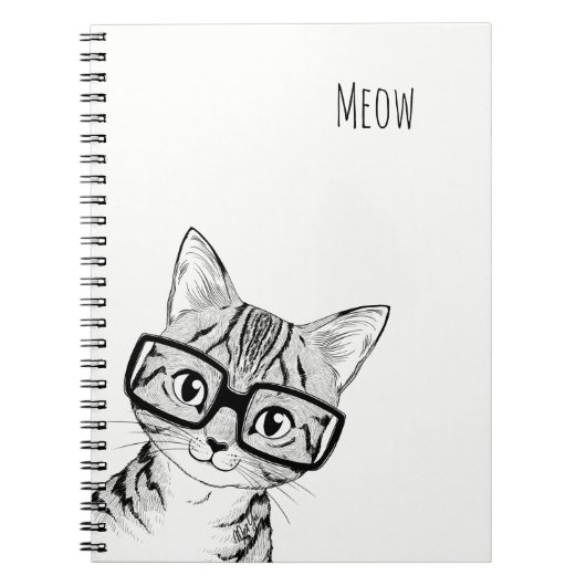 Schattig met de hand geschreven Nerdy Cat Art Note Notitieboek (Voorkant)