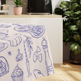 Schattig met de hand getekend Italiaans eten en bl Tafelkleed