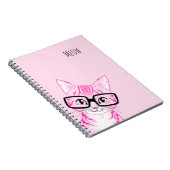Schattig met de hand getekend Nerdy Cat Art roze n Notitieboek (Rechterzijde)