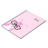 Schattig met de hand getekend Nerdy Cat Art roze n Notitieboek (Linkerzijde)