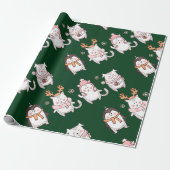 SCHATTIG MET DE HAND GETROKKEN CHRISTMAS DIERENVER CADEAUPAPIER (Uitgerold)