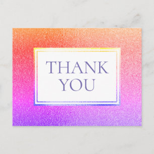Schattig Metallic Paars Roze Regenboog Dank Je Briefkaart