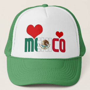 Schattig Mexico Flag Hearts Patriotic Trucker Pet